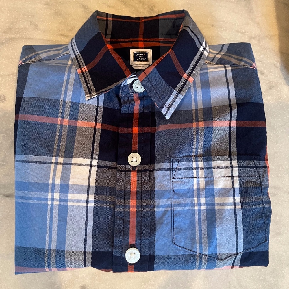 Janie and Jack 100% Cotton Boys Plaid Button Down Like New